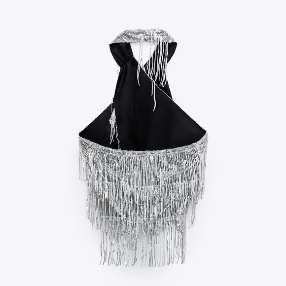 BLOGGER'S FAVE! Zara Sequin Wrap Halter Top NWT - Picture 14 of 14